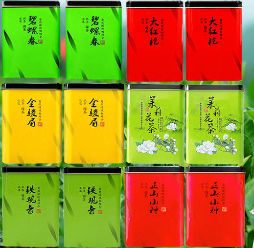 Six famous Chinese teas, Biluochun, clovershrub, Golden Junmei, Jasmine Tea, Tieguanyin, Zhengshan Small Seed  combination sets