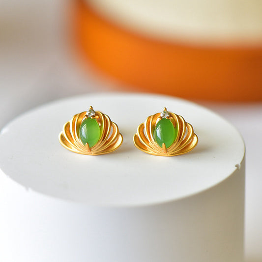 925 silver gold plated,rose gold set  precious  real Hotan jade earrings,with certificate